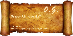 Ongerth Gerő névjegykártya